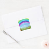 Schitterende, kleurrijke regenboogproducten vierkante sticker (Envelop)