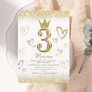 Schitterende Kroon Gouden Glitter Meisje Verjaarda Kaart
