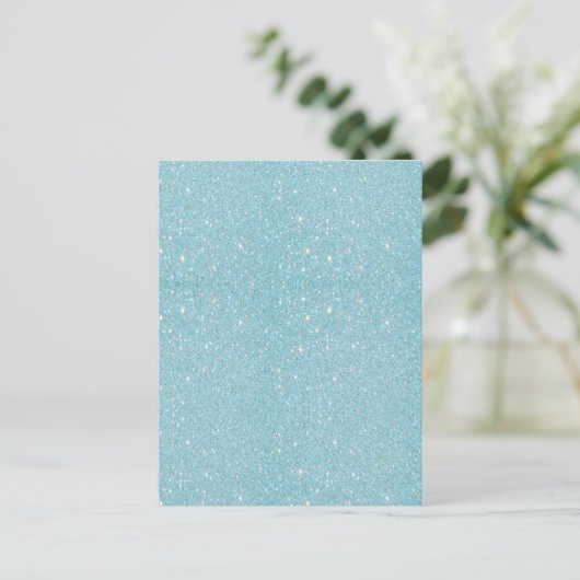 Schitterende, modieuze, zachte blauwe glitter briefkaart (Staand voorkant)