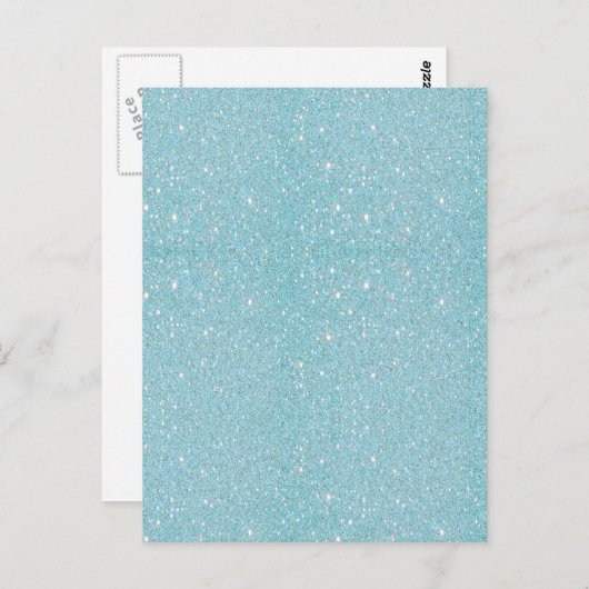 Schitterende, modieuze, zachte blauwe glitter briefkaart (Voorkant / Achterkant)