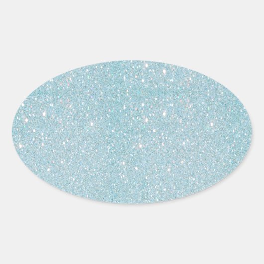 Schitterende, modieuze, zachte blauwe glitter ovale sticker (Voorkant)