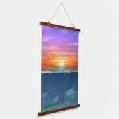 Schitterende oceaanzonne- en zwemwaterschildpadden hangend wandkleed (Gebogen)