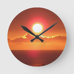 Schitterende Oranje Sunset Sky-wandklok Ronde Klok