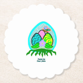 Schitterende paaseieren gescand rond Onderzetter