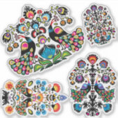 Schitterende poolse folklore Wycinanki set Sticker (Voorkant)