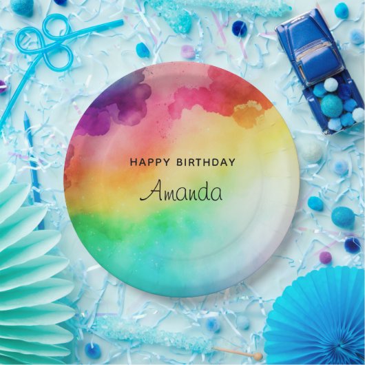 Schitterende regenboogkleuren Abstract design-dag Papieren Bordje (Feest)