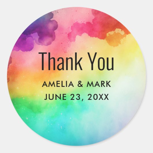 Schitterende regenboogkleuren Abstract design Hart Ronde Sticker (Voorkant)