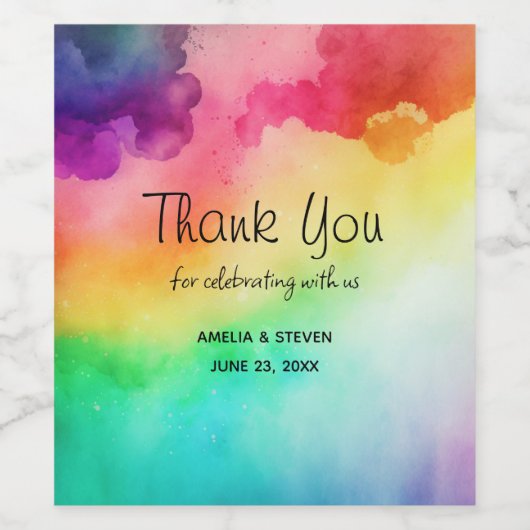 Schitterende regenboogkleuren Abstract design Hart Wijn Etiket (Enkel label)