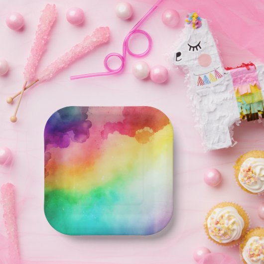 Schitterende regenboogkleuren Abstract ontwerp Papieren Bordje (Feest)