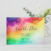 Schitterende regenboogkleuren Abstract ontwerp Save The Date (Staand voorkant)