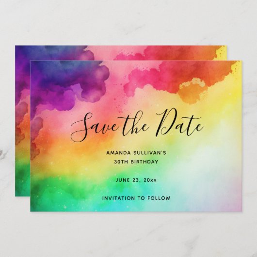 Schitterende regenboogkleuren Abstract ontwerp Save The Date (Voorkant / Achterkant)