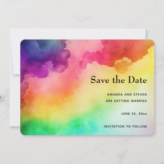 Schitterende regenboogkleuren Abstract ontwerp Save The Date (Voorkant)