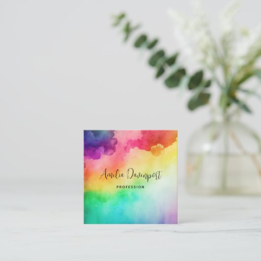 Schitterende regenboogkleuren Abstract ontwerp Vierkante Visitekaartje (Staand voorkant)