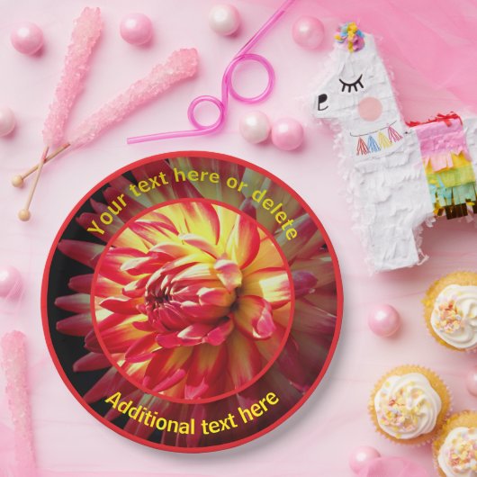 Schitterende rode Dahlia bloem gepersonaliseerde p Papieren Bordje (Feest)