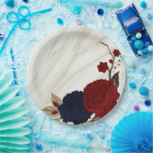 Schitterende rode en zeemijlbloemen botanisch papieren bordje (Feest)