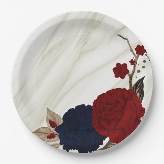 Schitterende rode en zeemijlbloemen botanisch papieren bordje (Voorkant)