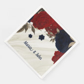 Schitterende rode en zeemijlbloemen botanisch servet (Hoek)