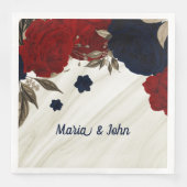 Schitterende rode en zeemijlbloemen botanisch servet (Voorkant)