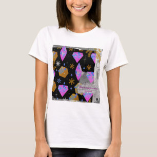 Schitterende Roze Diamanten & Gouden Sterren T-shi T-shirt