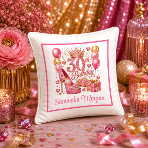 Schitterende Roze Glitter Glow 30e Verjaardag Kuss Kussen