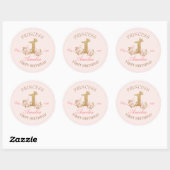 Schitterende Roze Gouden Kroon Prinses 1e Verjaard Ronde Sticker (Vel)