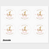 Schitterende Roze Gouden Kroon Prinses 1e Verjaard Ronde Sticker (Vel)