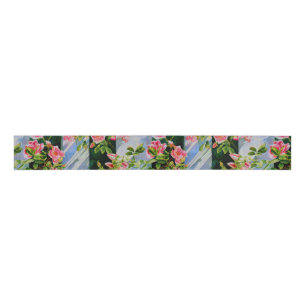 Schitterende roze, rode rozen, waterverf florale grosgrain lint
