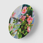 Schitterende roze, rode rozen, waterverf florale ronde klok (Hoek)