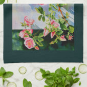 Schitterende roze, rode rozen, waterverf florale theedoek (Gevouwen)