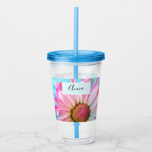 Schitterende roze ventilator Sluit foto acryltumb Acryl Drinkbeker (Voorkant)