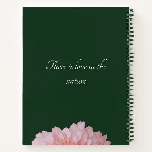 Schitterende, roze wildbloemen op donkergroene ach notitieboek (Achterkant)