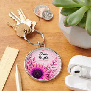 Schitterende Roze Zonnebloem Inspiratie Sleutelhan Sleutelhanger