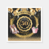 Schitterende Rozen gouden hakken servetten met bal (Voorkant)