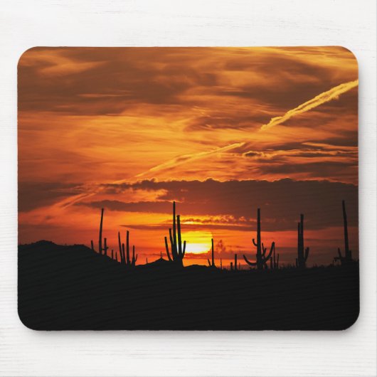 Schitterende Saguaros bij Zonsondergang Muismat (Voorkant)