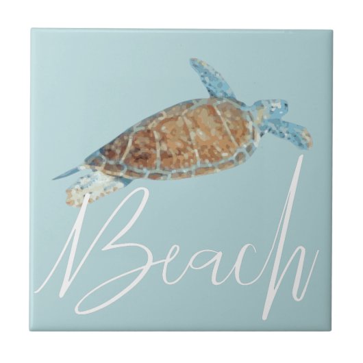 Schitterende schildpad voor Zeeen met een doorsned Tegeltje (Voorkant)