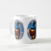 Schitterende spreeuw gezien vanaf de voorkant koffiemok (Voorkant links)