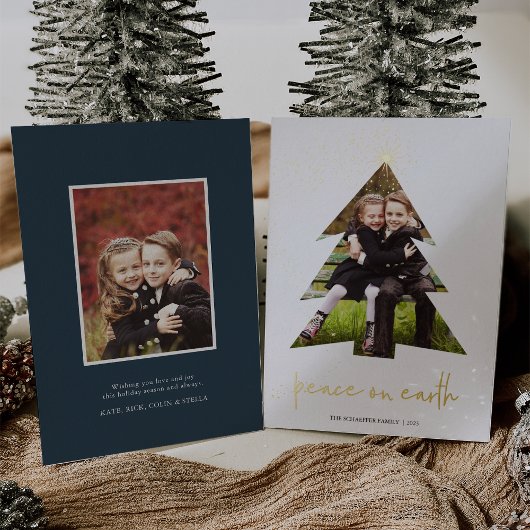 Schitterende Ster | Vrede Op Aarde Foto Folie Feestdagenkaart