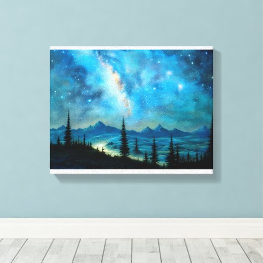 Schitterende Sterrennacht Landschap Surreal Canvas Afdruk (Insitu (Houten vloer))