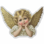 Schitterende sticker - Vintage engel handen op hoo (Voorkant)