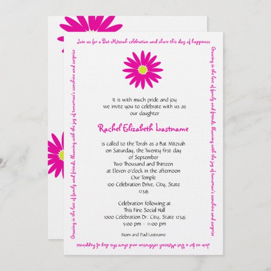 Schitterende tekst van het Bericht van de Daisy Ba Kaart (Voorkant / Achterkant)