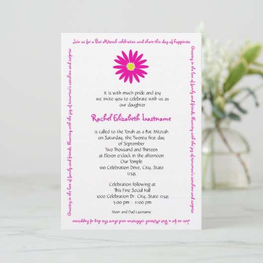 Schitterende tekst van het Bericht van de Daisy Ba Kaart (Staand voorkant)