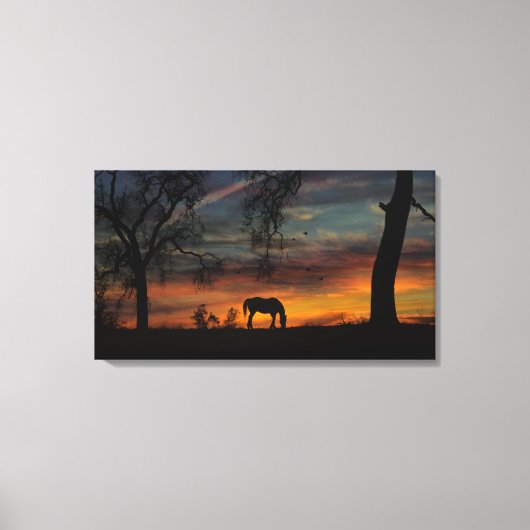 Schitterende triptyse voor paarden en eikenbomen canvas afdruk (Voorkant)