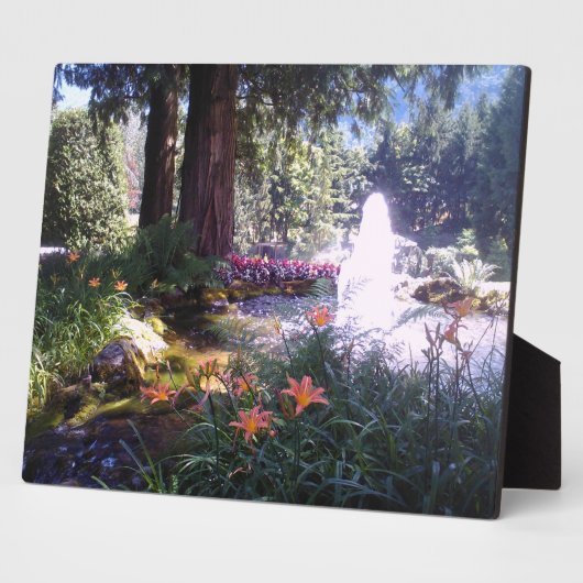 Schitterende tuin met waterfontein fotoplaat (Zijkant)