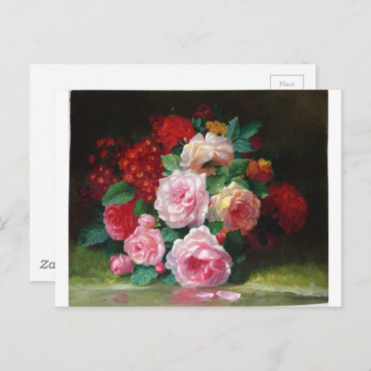 Schitterende Vintage Bloem Briefkaart (Voorkant / Achterkant)