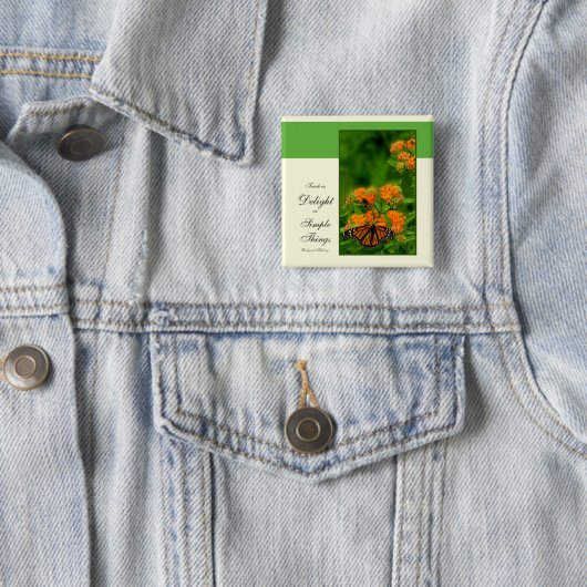 Schitterende vlinder vierkante button 5,1 cm (In situ)