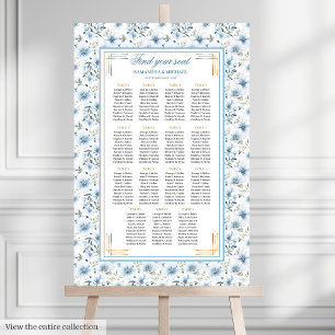 Schitterende Waterverf Dusty Blue Gold Zitplaatska Poster