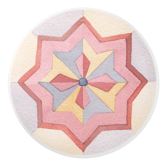 Schitterende waterverf geometrische retroflecroze keramische knop (Voorkant)