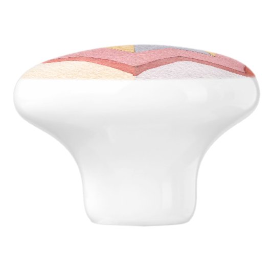 Schitterende waterverf geometrische retroflecroze keramische knop (Zijkant)