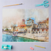 Schitterende Waterverf Seaside Village-lospage Tissuepapier (Craft)