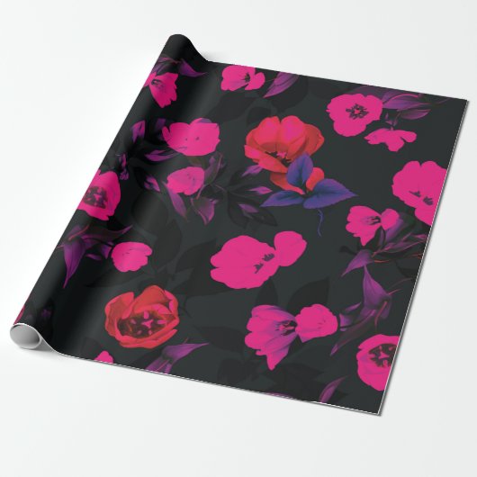 Schitterende waterverf tulpbloemen naadloos besche cadeaupapier (Uitgerold)